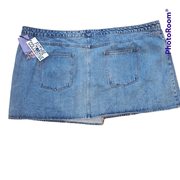 NWT Future Collective Kahlana Barfield Brown Asymmetrical Mini Skirt 28W/30W - Picture 5 of 8